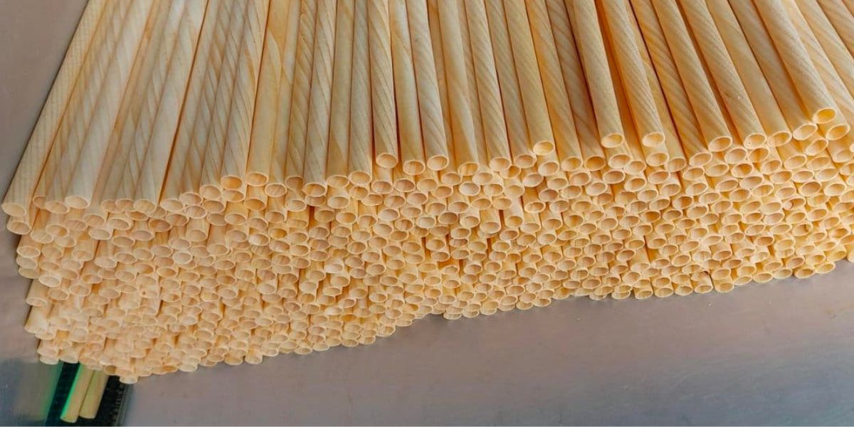 factory forest wooden slices straws